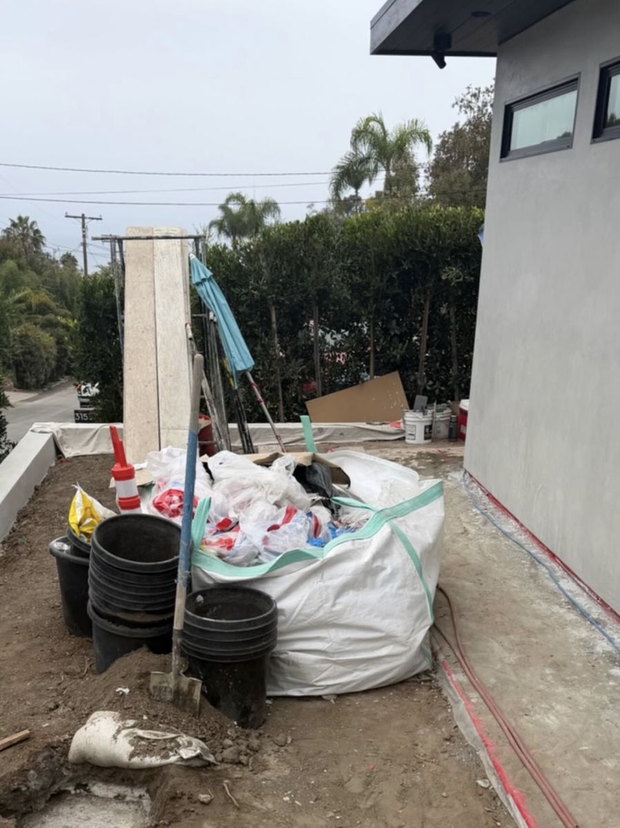 Dumpster bag filling up on an active construction site